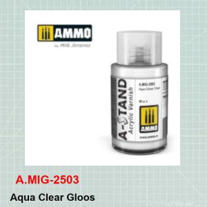 A-STAND Aqua Gloss Acrylic Varnish The A-Stand range also includes the Aqua Gloss acrylic varnish, ideal for protecting all types of paint before applying decals or enamel and acrylic weathering products. It dries very quickly, after 1 hour you will be able to work safely over the application, however maximum resistance is achieved after 24 hours. This varnish can be diluted with water.